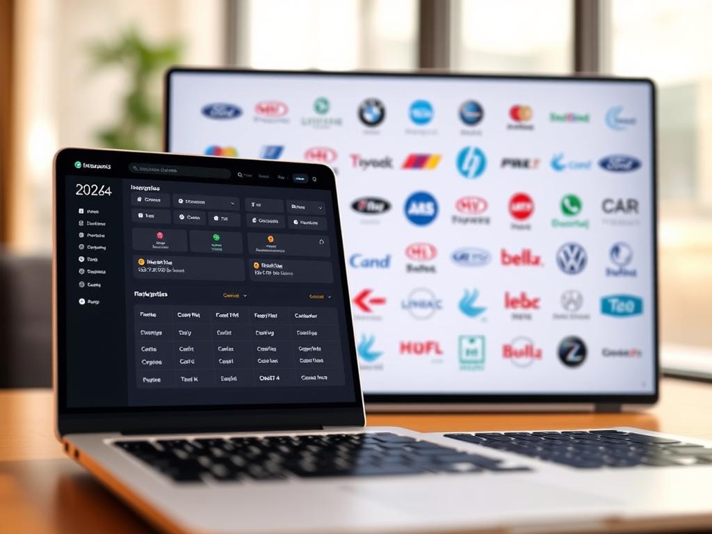 A sleek and modern online car insurance comparison interface, showcasing various policy offers and options. The foreground features a user-friendly dashboard with interactive widgets, allowing customers to easily input their vehicle details and view personalized insurance quotes. The middle ground depicts an array of insurance company logos, conveying the wide range of providers available for comparison. In the background, a clean and minimalist design aesthetic creates a sense of professionalism and trustworthiness, perfectly suited for an authoritative article on effective use of comparison portals. Warm lighting and a subtle depth of field create a polished, high-quality impression.